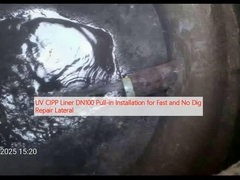 Instalación de revestimiento UV CIPP DN100 para reparación lateral rápida y sin excavación